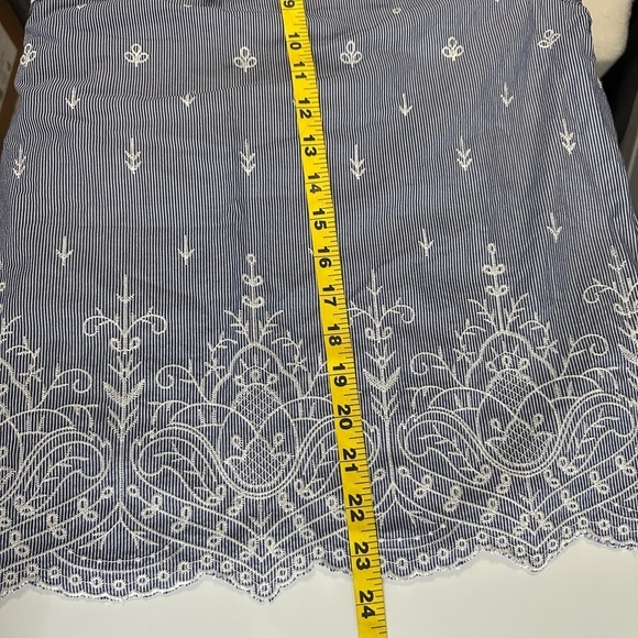 J.Crew Women’s Stripe Print Embroidered 3/4 Bell Sleeves Poplin Blouse Sz S - Picture 10 of 13